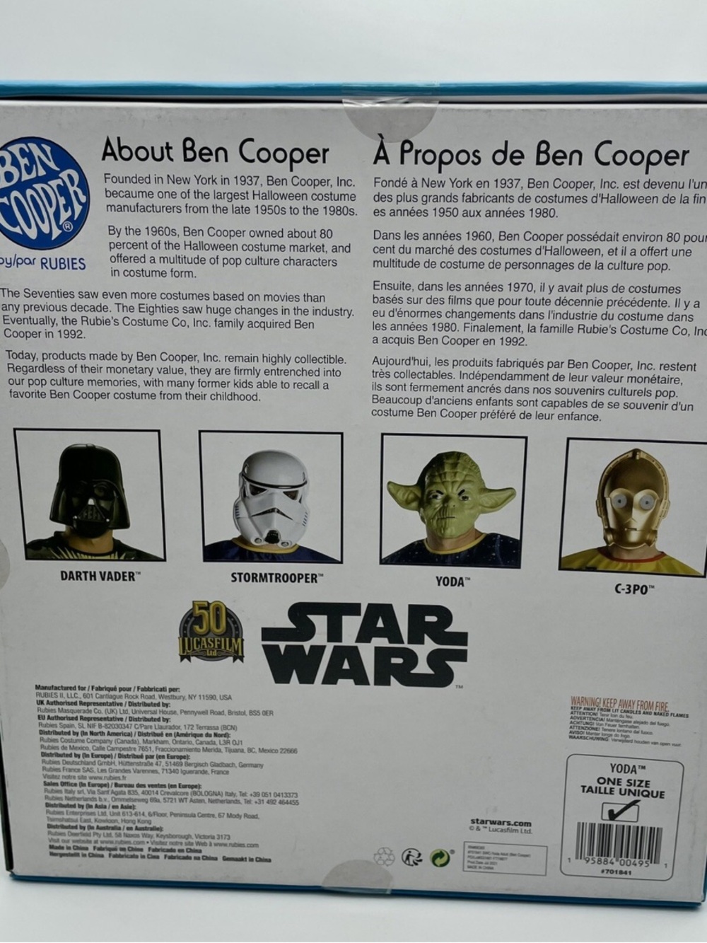 Rubies Costumes YODA “Vacuform” Mask Adult Star Wars Limited Edition *Sealed* - Picture 2 of 4